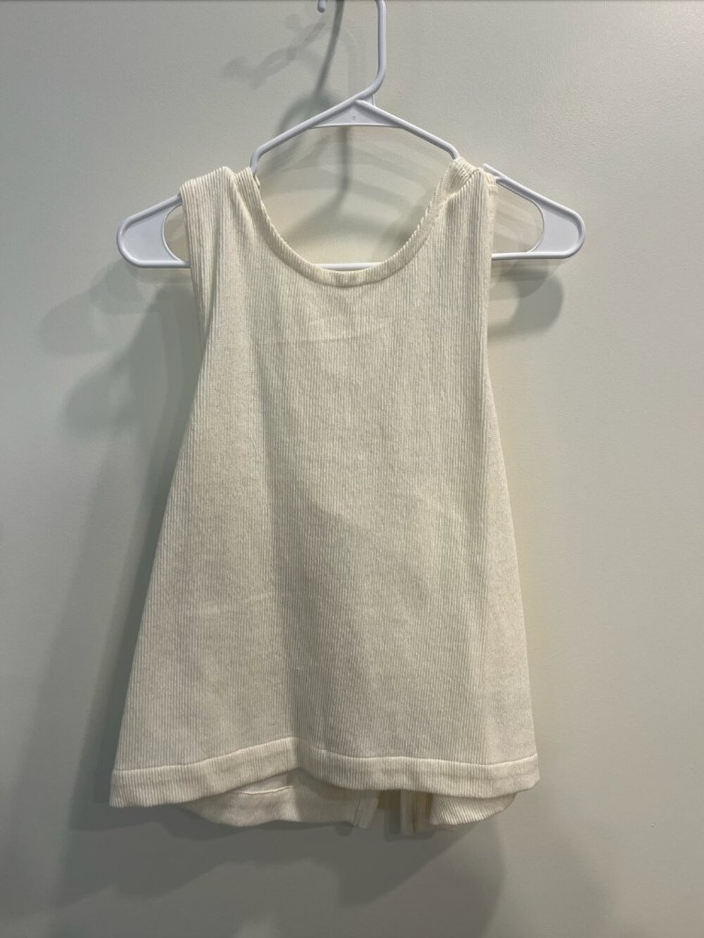 Madewell| neutral ribbed tank top with open back detail